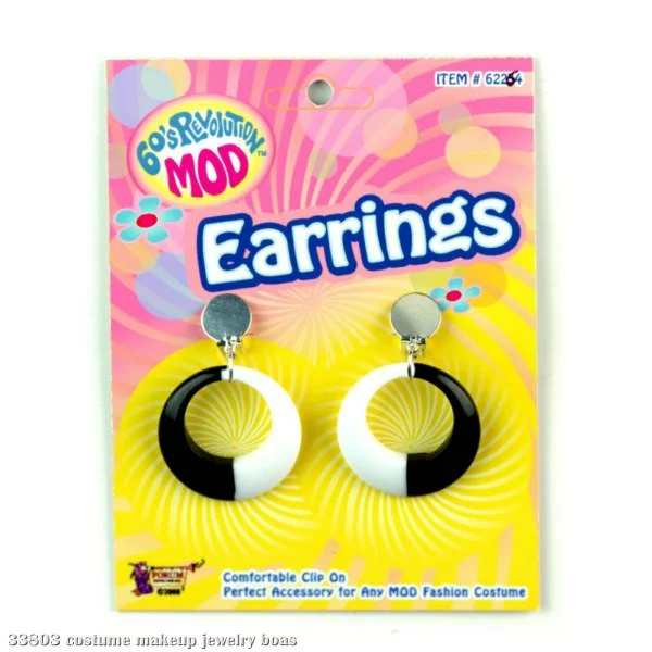 Mod Black And White Hoop Earrings